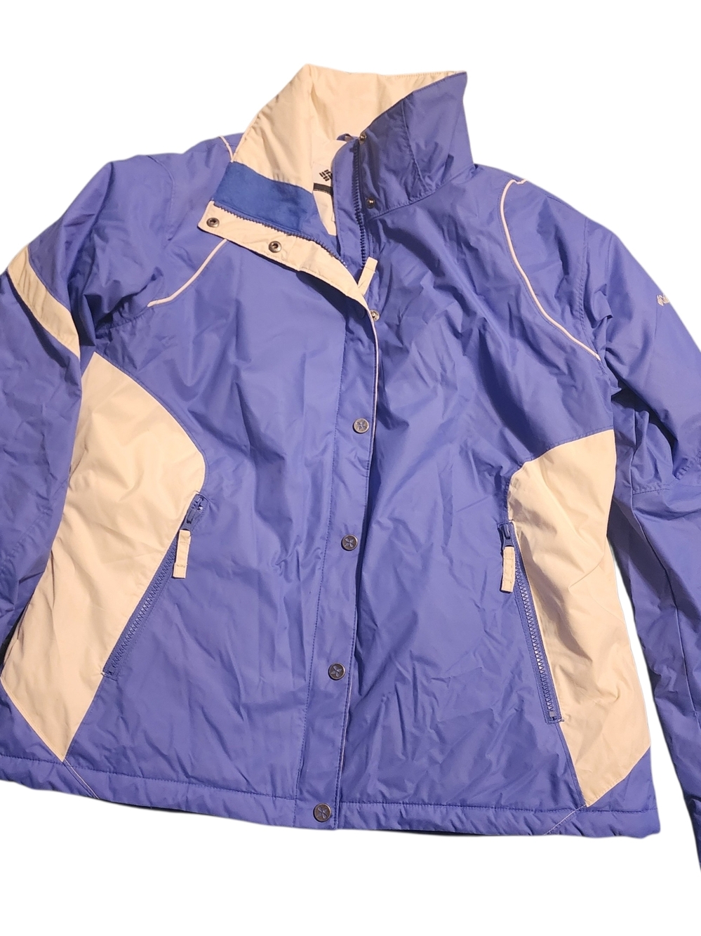 Columbia Purple and Cream Colorblock Women's Puffer Jacket